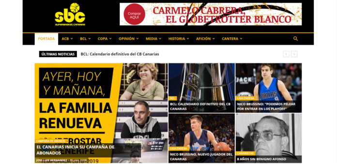 Una imagen de la portada de la web de SUPERBASKET CANARIAS